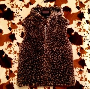 Vintage faux fur hooded vest